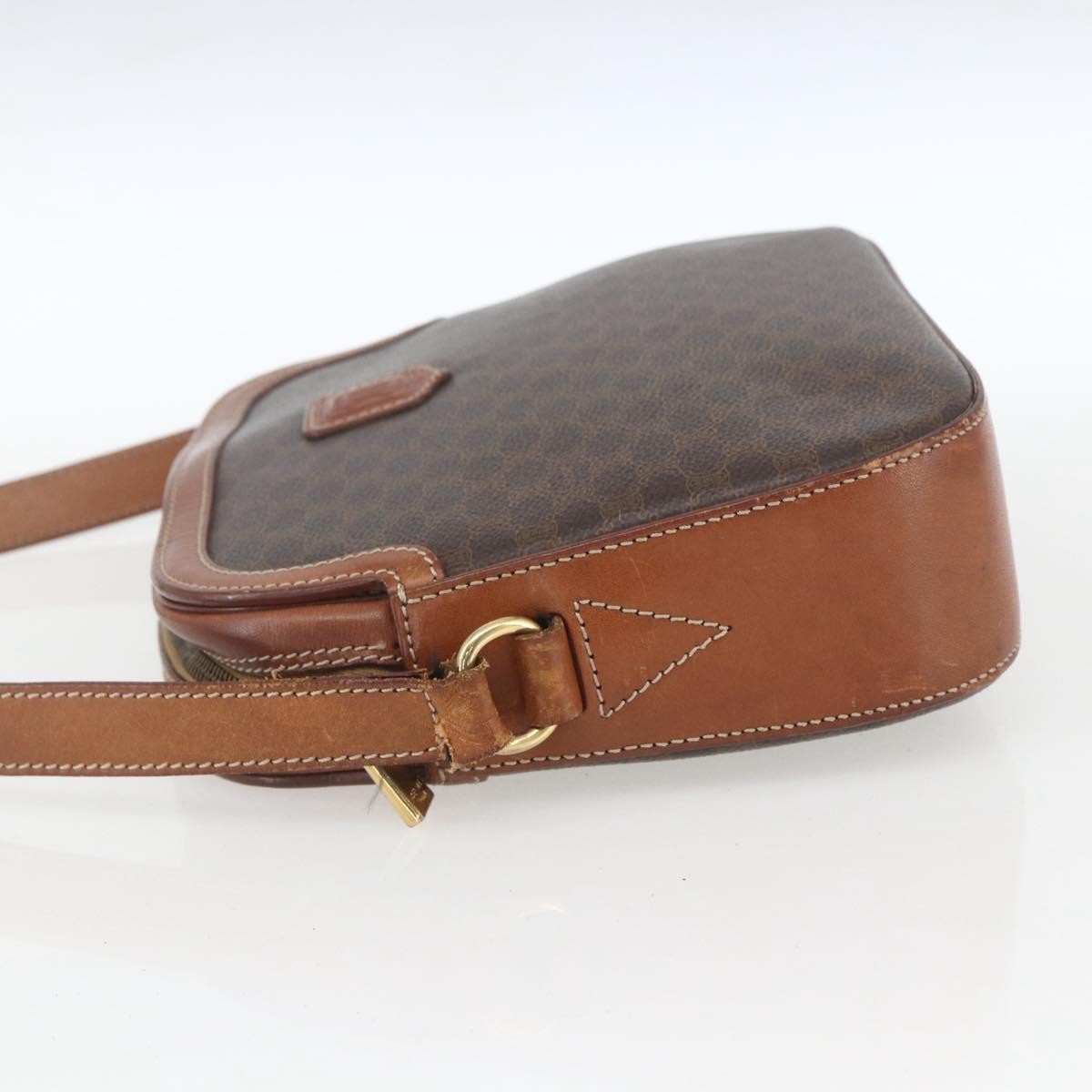 Celine Vintage Macadam Shoulder Bag Canvas And Leather Brown Canvas Shoulder Bag Bag