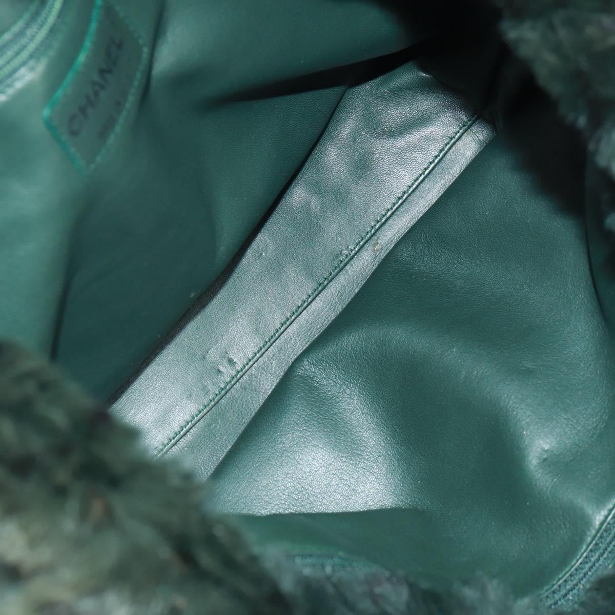 Chanel Chain Tote Lapin Fur Green Fur Tote Bag Bag