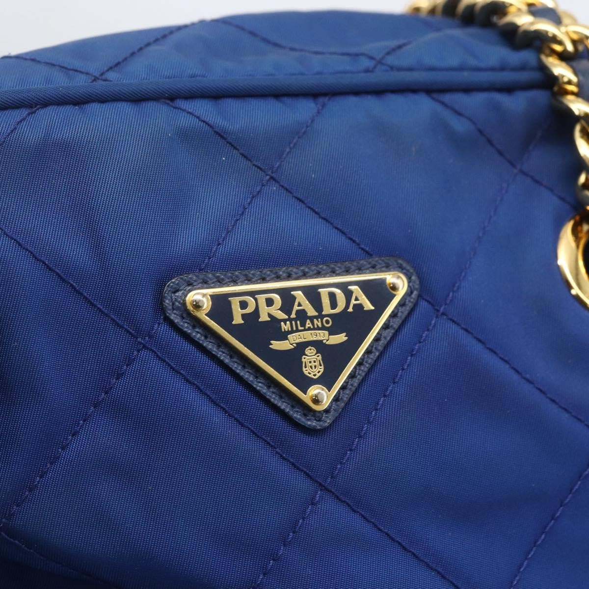 Prada Chain Shoulder Bag Quilted Tessuto Blue Nylon Shoulder Bag Bag