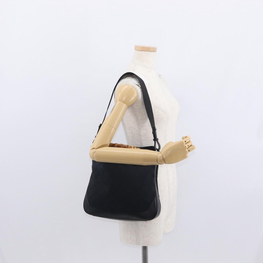 Gucci Diana Bamboo Shoulder Bag Gg Canvas Black Canvas Shoulder Bag Bag (Pre-Owned)