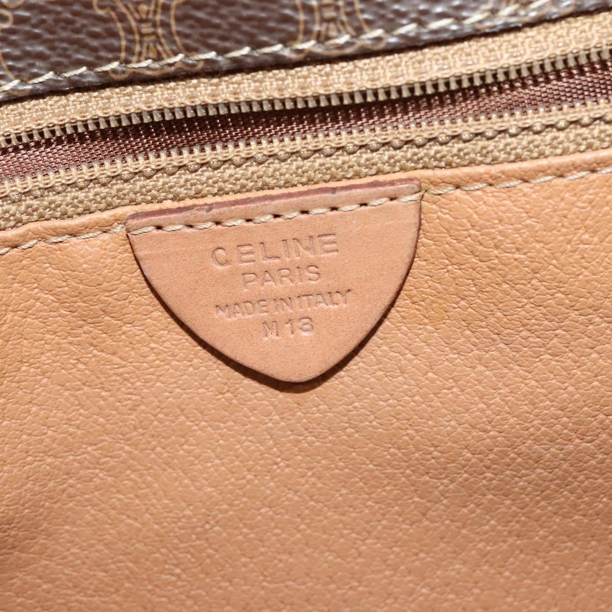 Celine Vintage Macadam Circle Logo Shoulder Bag Canvas And Leather Brown Canvas Shoulder Bag Bag