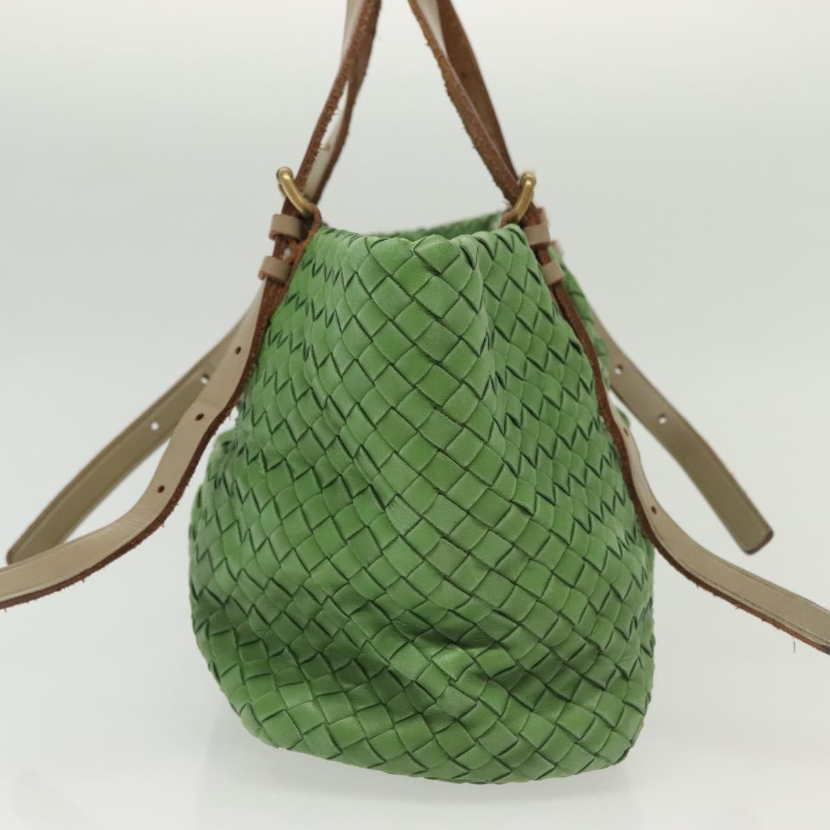 Bottega Veneta Intrecciato Leather Green Leather Handbag