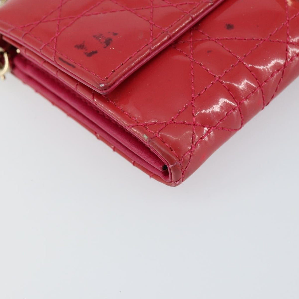 Christian Dior New Lock Pouch Cannage Quilt Patent Pink Patent_Leather Clutche & Pouche Bag (Pre-Owned)