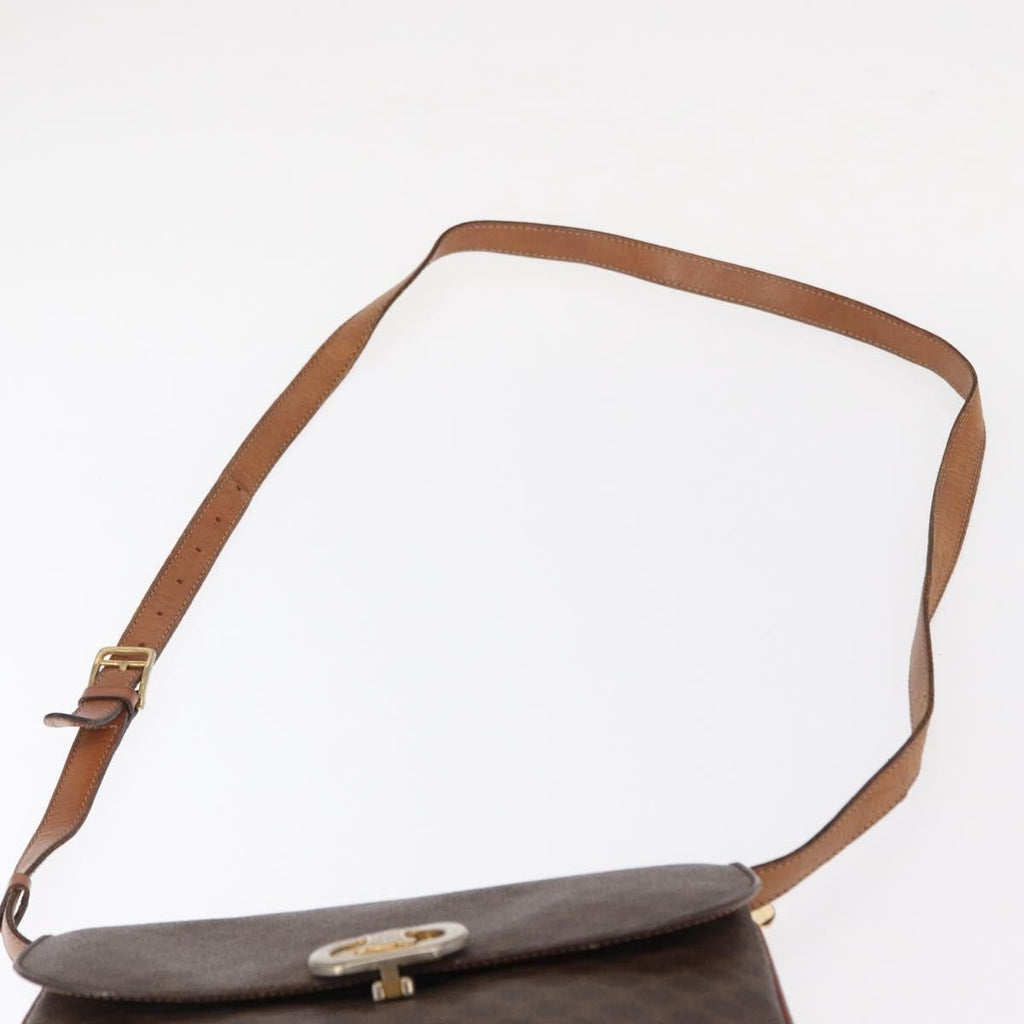 Celine Vintage Macadam Shoulder Bag Canvas Brown Canvas Shoulder Bag Bag