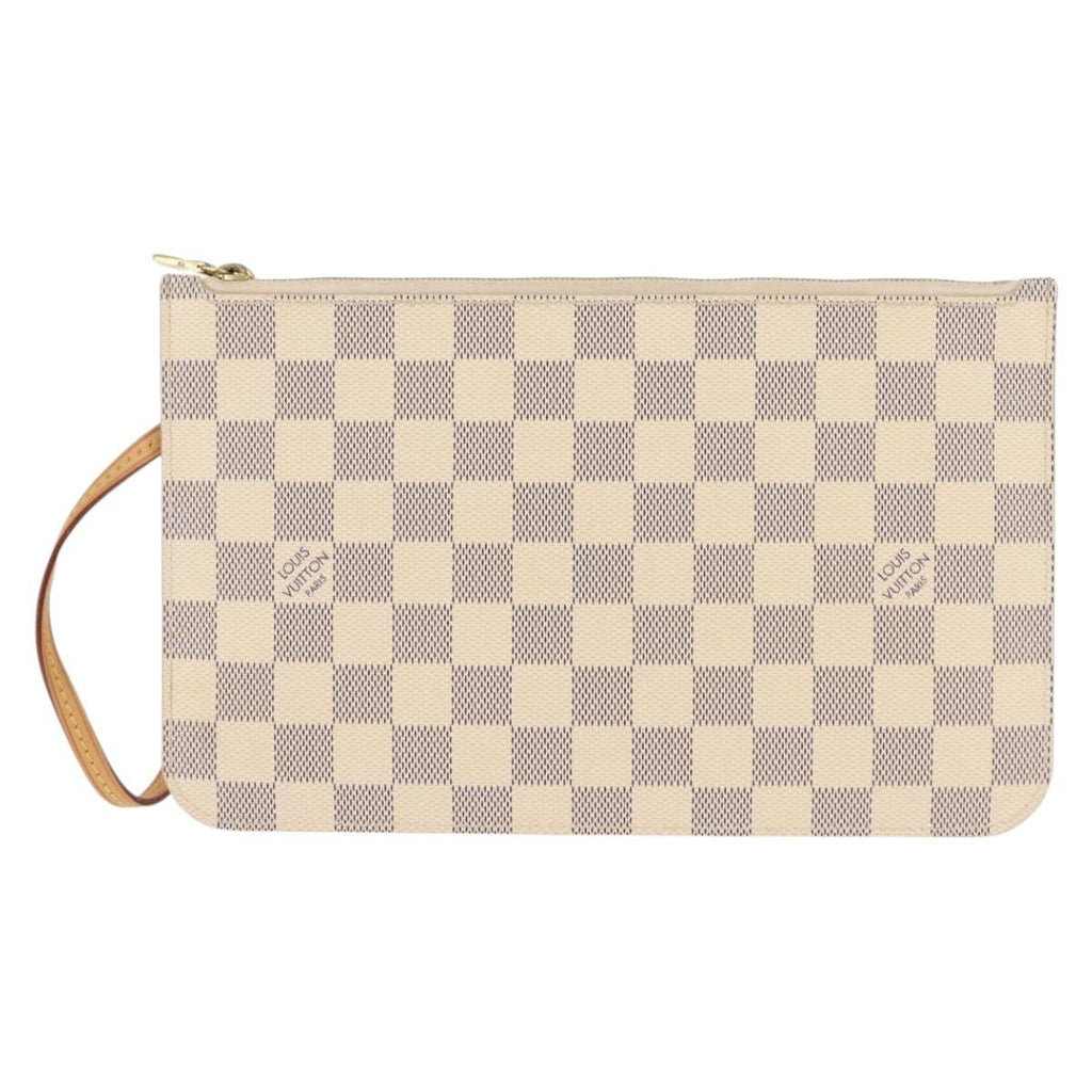 Louis Vuitton Neverfull Pochette Damier White Canvas Clutche & Pouche Bag