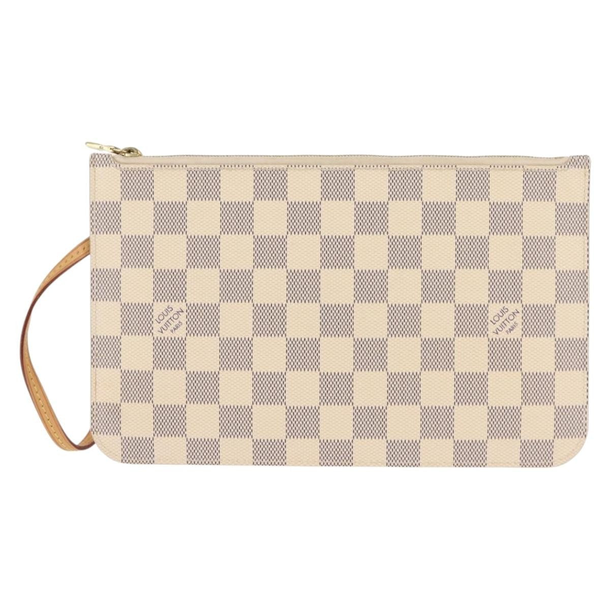 Louis Vuitton Neverfull Pochette Damier White Canvas Clutche & Pouche Bag