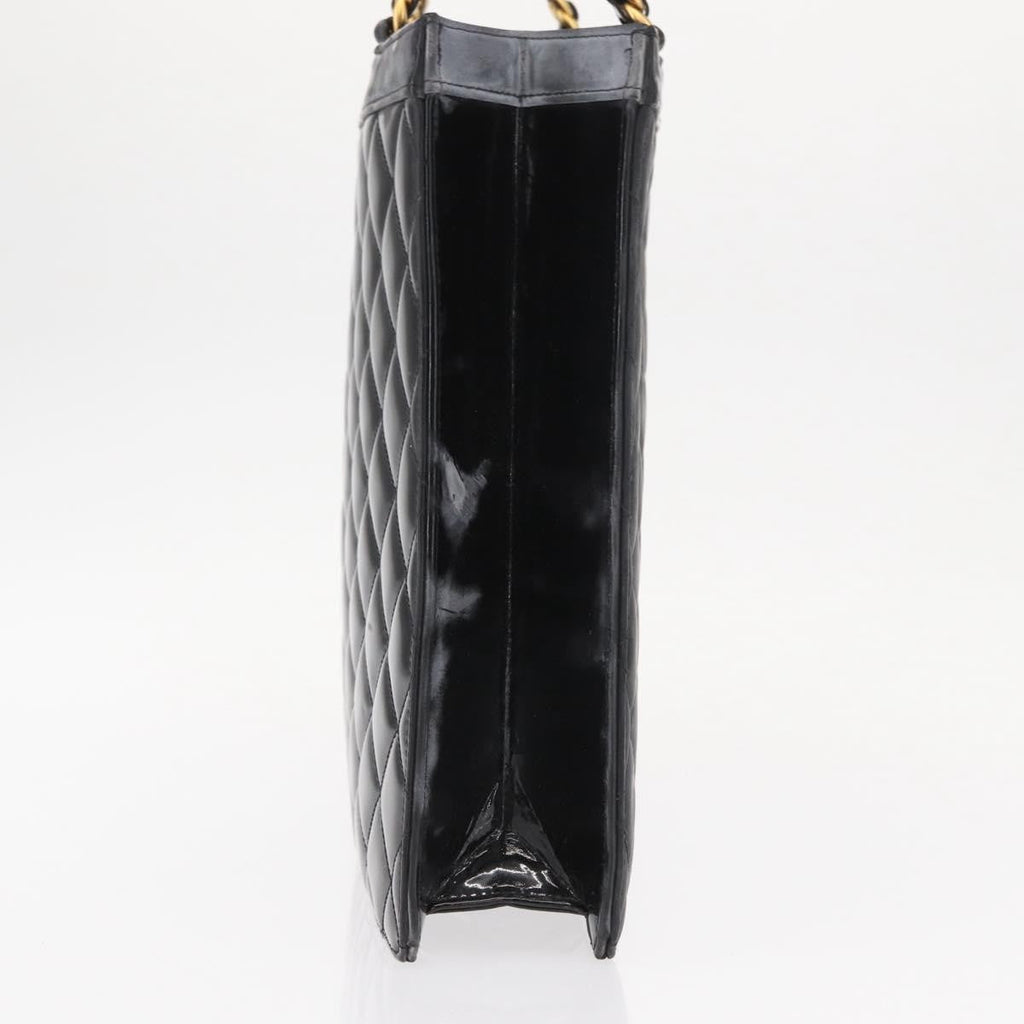 Chanel Chocolate Bar Tote Leather Black Patent_Leather Handbag