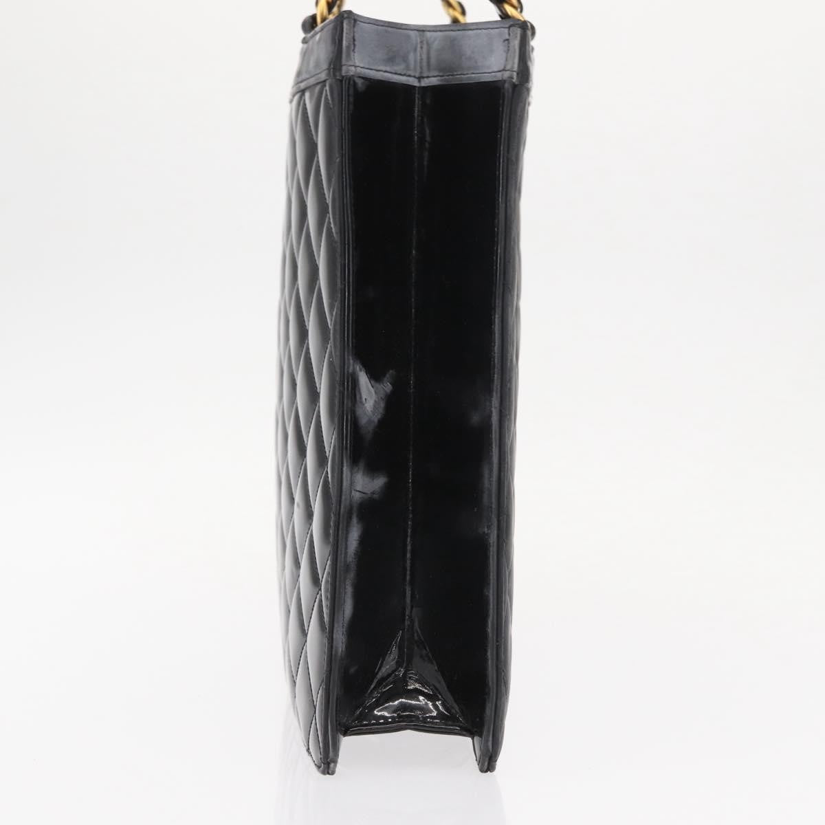 Chanel Chocolate Bar Tote Leather Black Patent_Leather Handbag