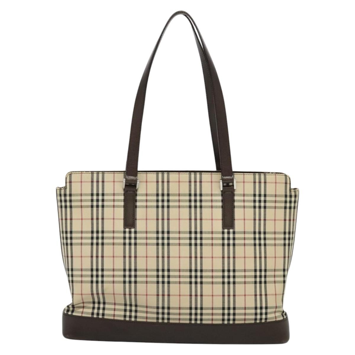Burberry Nova Check Tote Canvas And Leather Beige Canvas Tote Bag