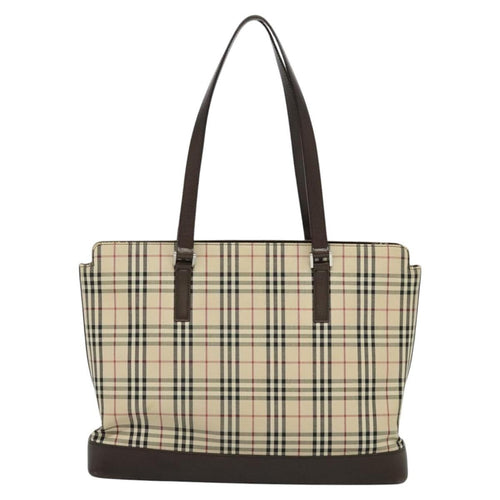 Burberry Nova Check Tote Canvas And Leather Beige Canvas Tote Bag