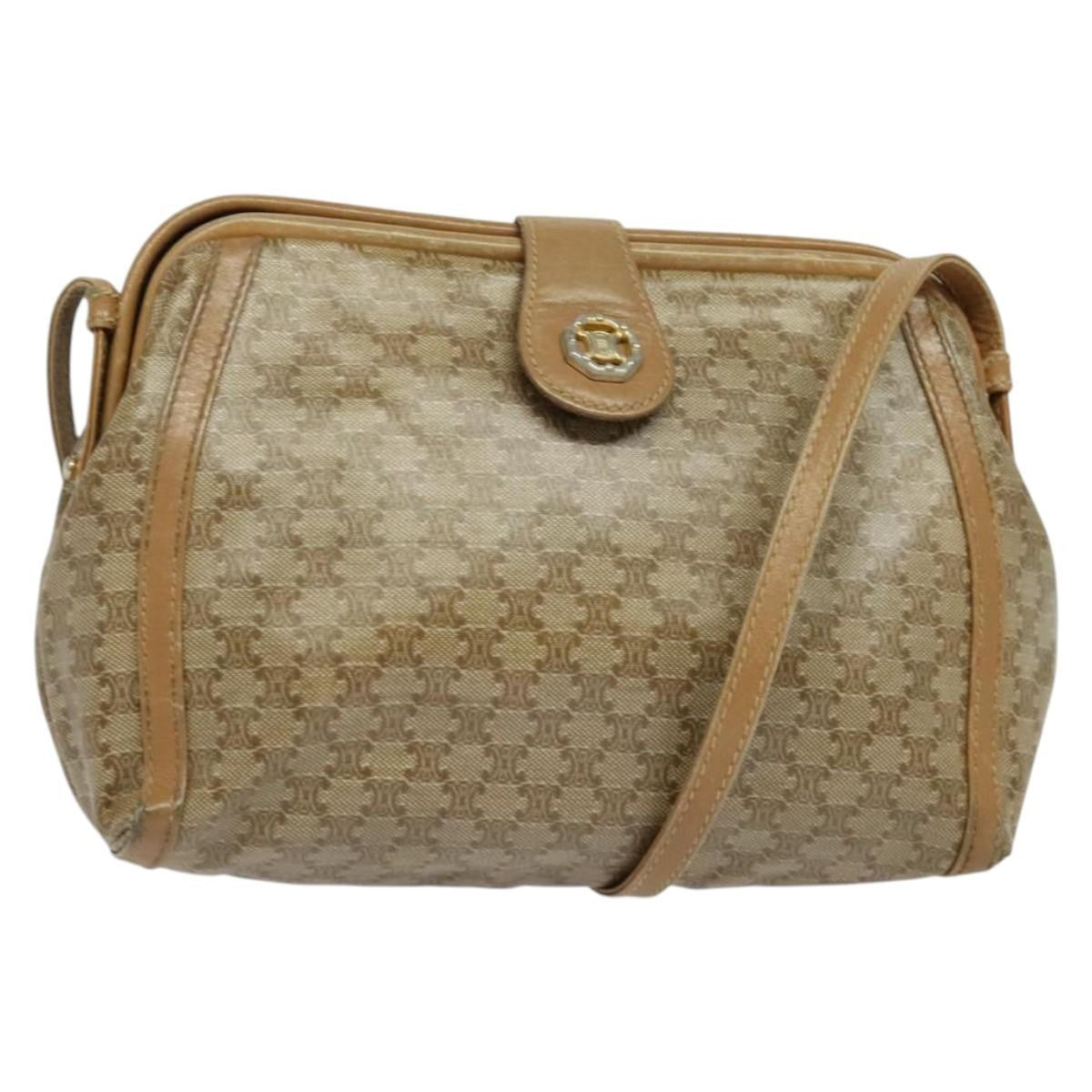 Celine Macadam Shoulder Bag Pvc Leather Beige Pvc Bag