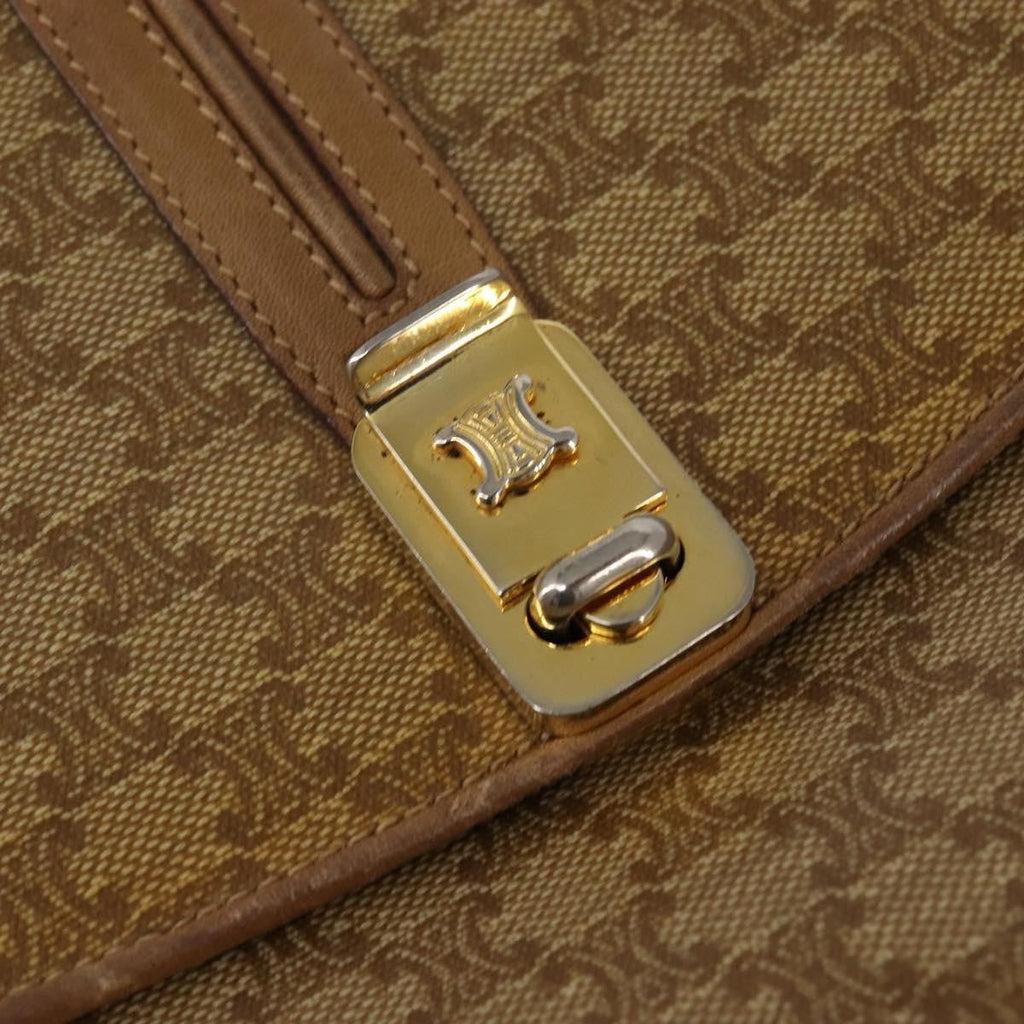 Celine Vintage Macadam Shoulder Bag Canvas And Leather Beige Canvas Shoulder Bag Bag