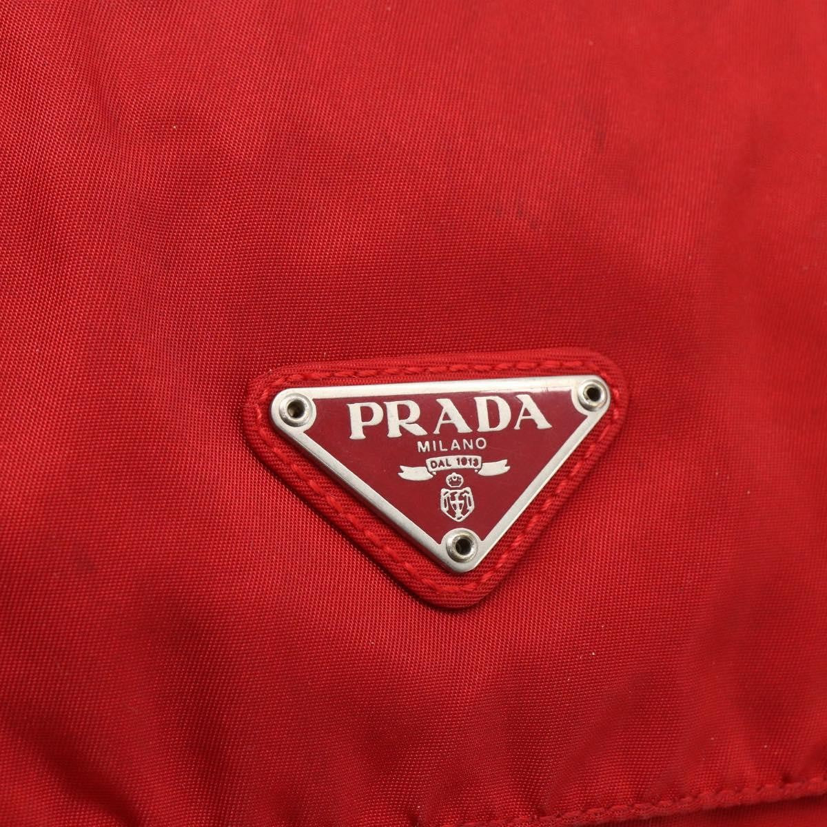 Prada Zip Buckle Messenger Bag Tessuto Red Nylon Shoulder Bag Bag