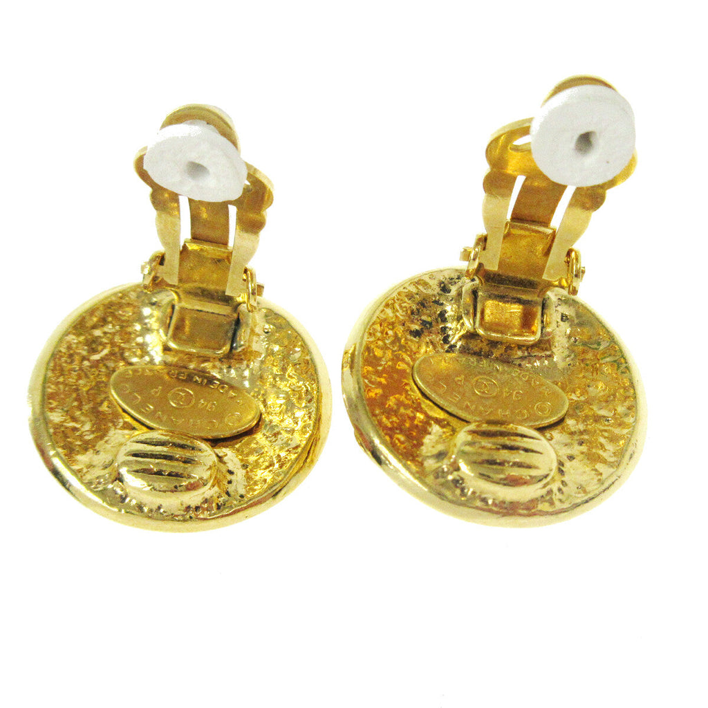 Chanel Cc Button Clip-On Earrings Metal Gold Gold_Plated Earrings Jewelry