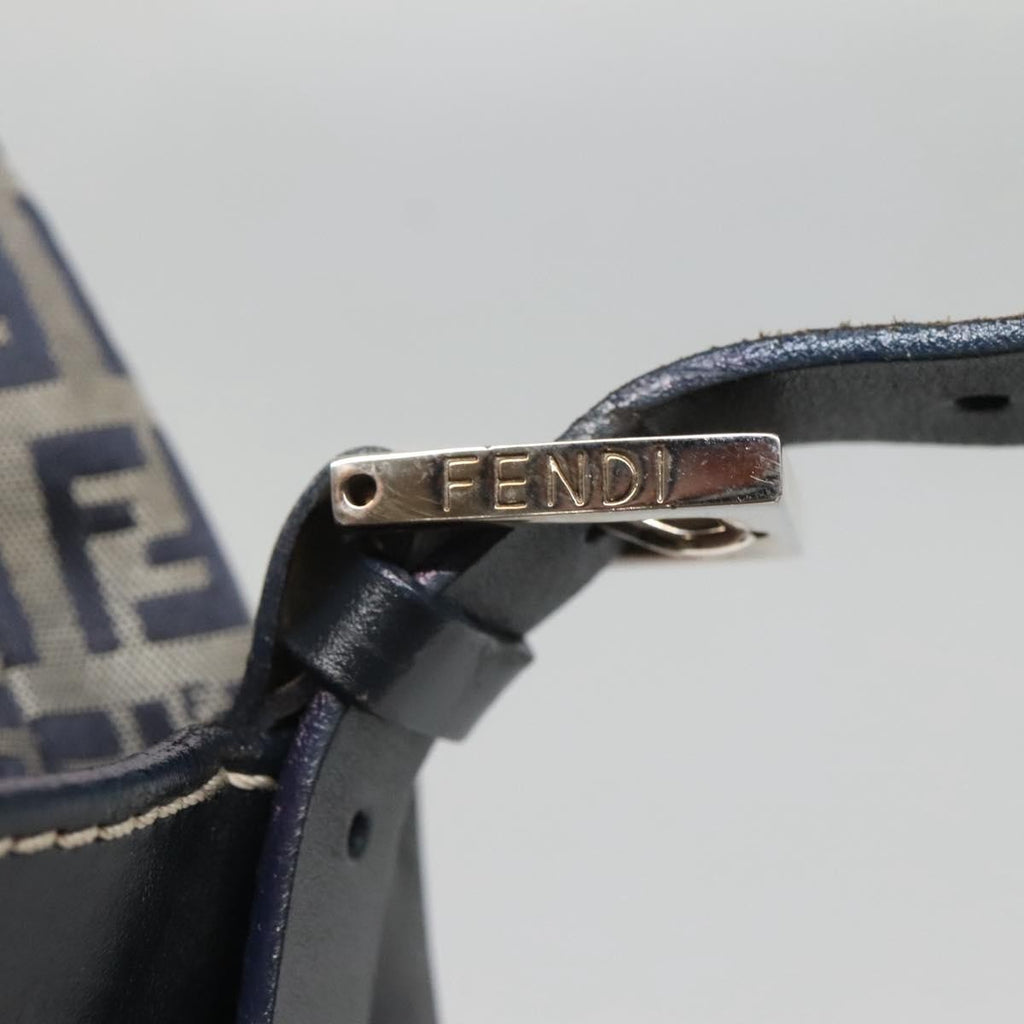 Fendi Ff Logo Mon Tresor Bucket Bag Printed Shearling With Leather Navy Canvas Shoulder Bag Bag