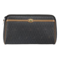 Christian Dior Vintage Honeycomb Zip Pouch Canvas And Leather Black Canvas Clutche & Pouche Bag (Pre-Owned)