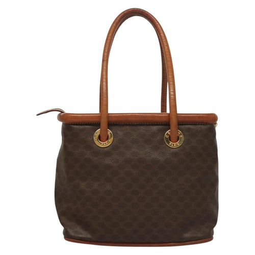Celine Macadam Handbag Macadam With Leather Brown Canvas Handbag