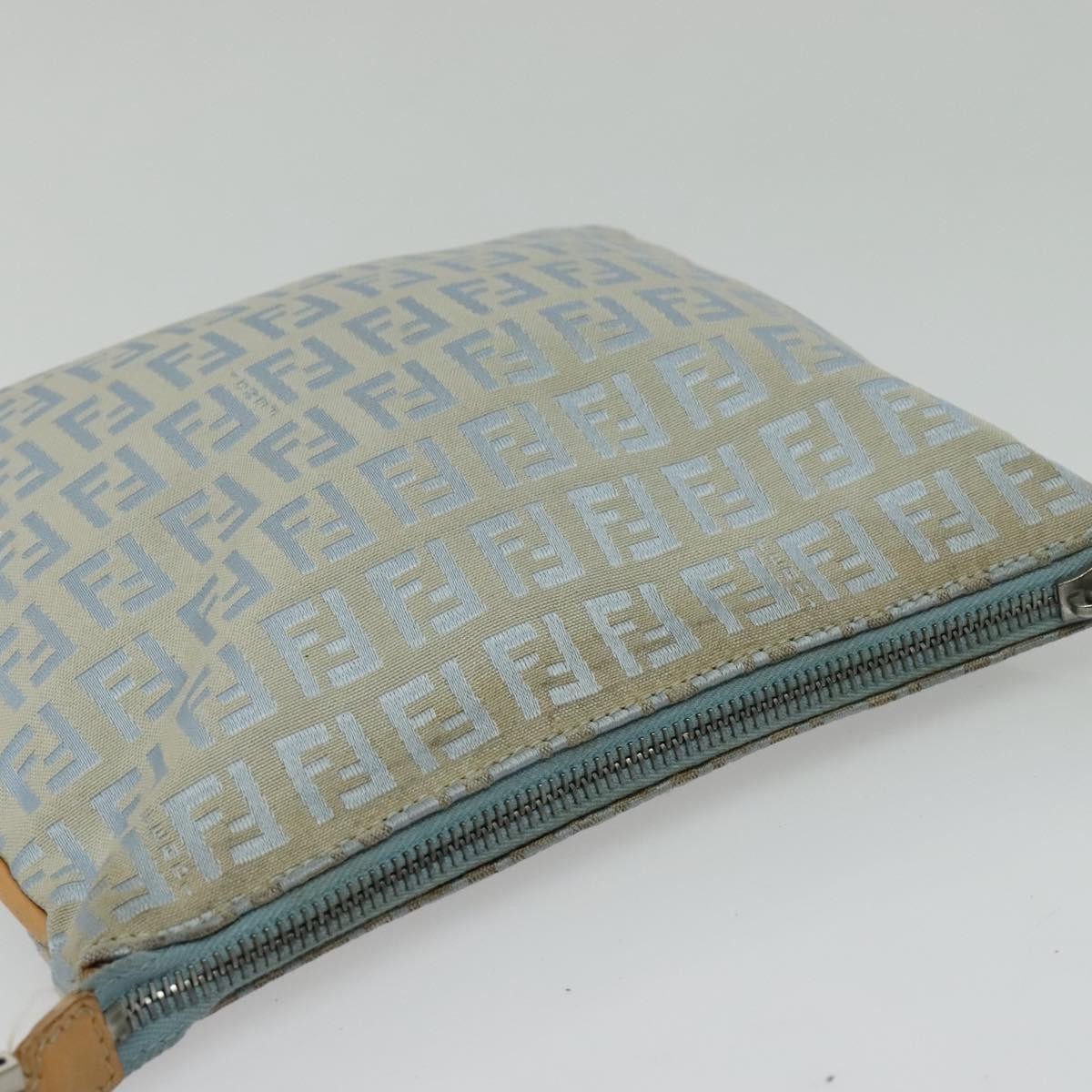 Fendi Vintage Flat Crossbody Bag Zucchino Canvas Blue Canvas Shoulder Bag Bag