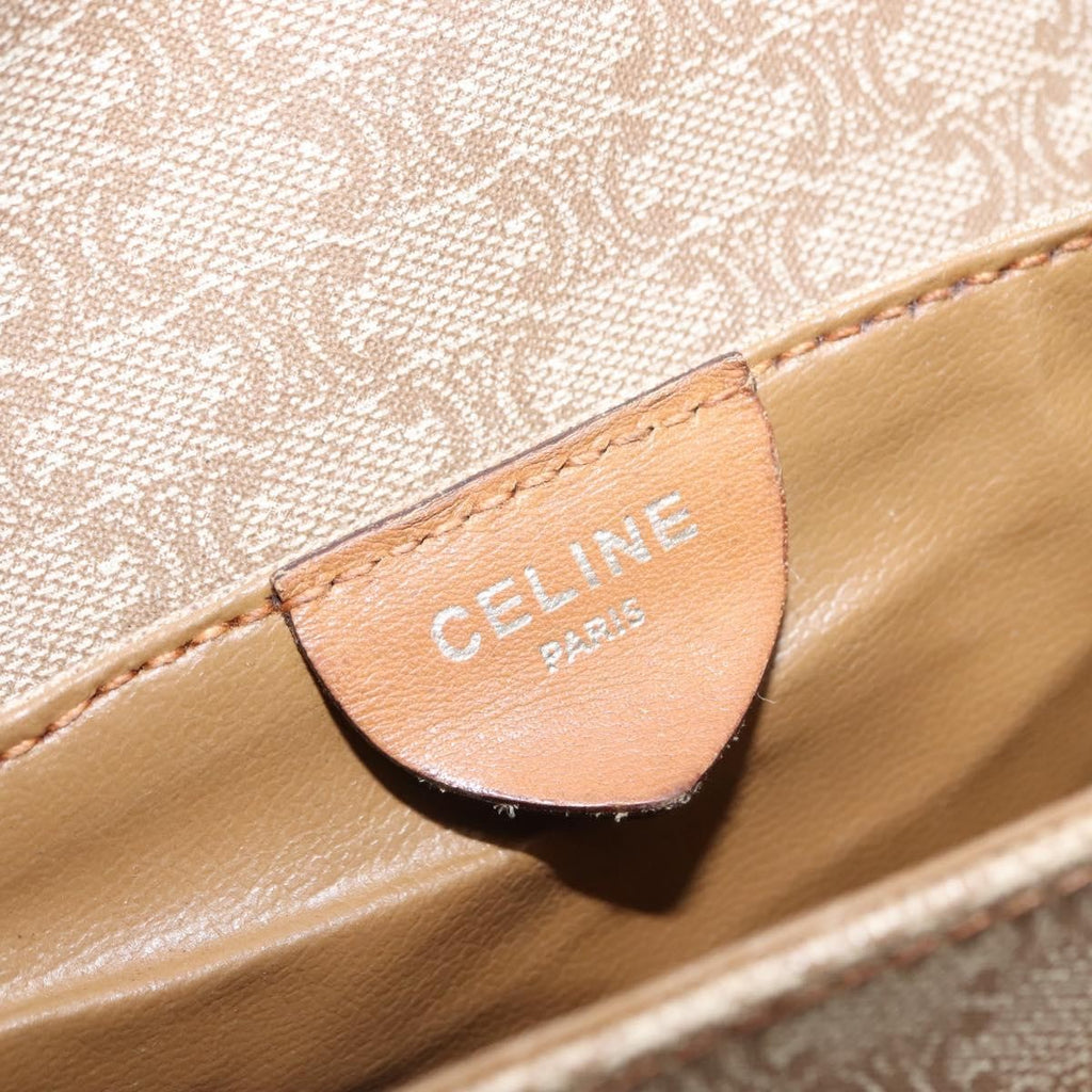 Celine Vintage Macadam Shoulder Bag Canvas And Leather Beige Canvas Shoulder Bag Bag