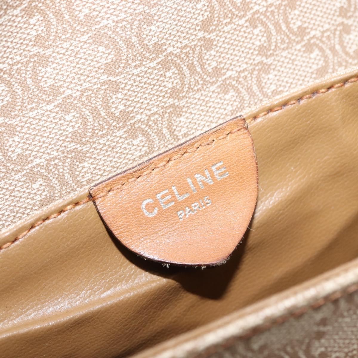 Celine Vintage Macadam Shoulder Bag Canvas And Leather Beige Canvas Shoulder Bag Bag