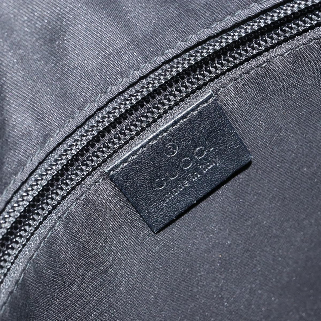 Gucci Zip Messenger Bag Gg Canvas With Perforated Leather Navy Canvas Shoulder Bag Bag (Pre-Owned)