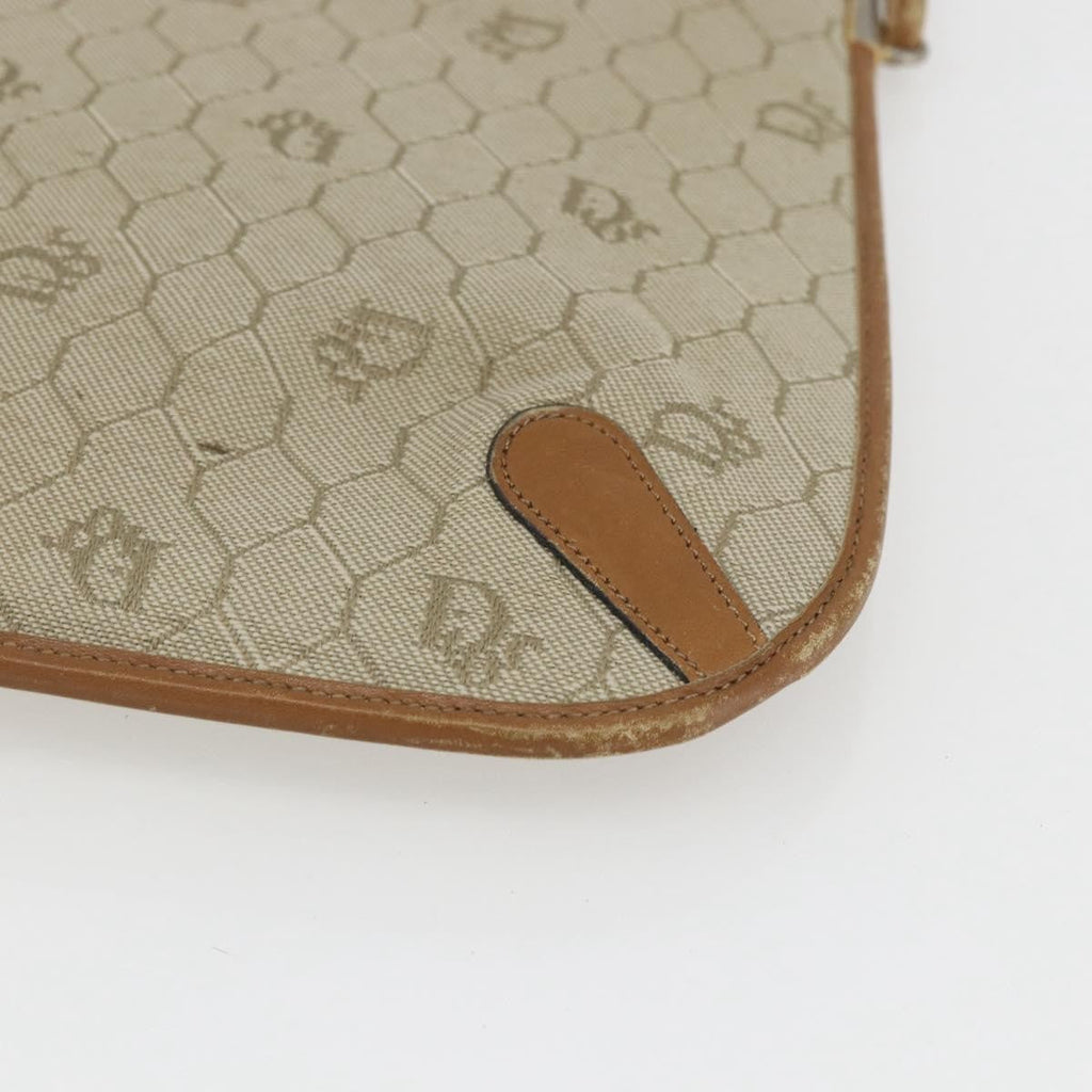 Christian Dior Vintage Honeycomb Shoulder Bag Canvas And Leather Beige Canvas Shoulder Bag Bag (Pre-Owned)