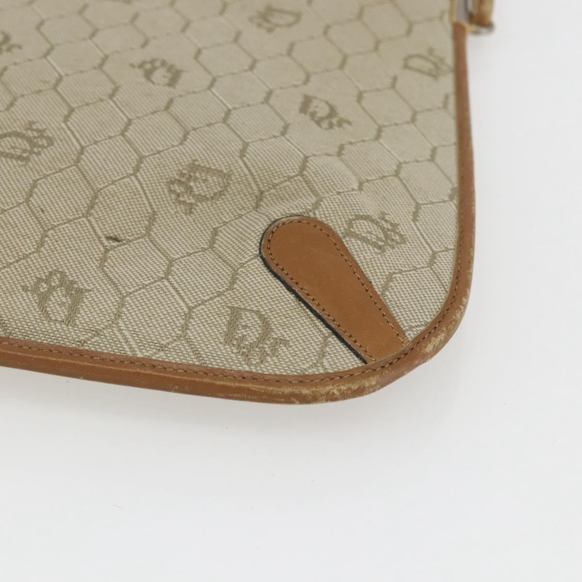 Christian Dior Vintage Honeycomb Shoulder Bag Canvas And Leather Beige Canvas Shoulder Bag Bag (Pre-Owned)