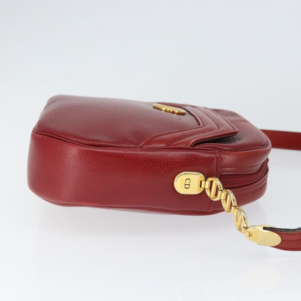 Christian Dior Vintage Shoulder Bag Leather Red Leather Shoulder Bag Bag (Pre-Owned)