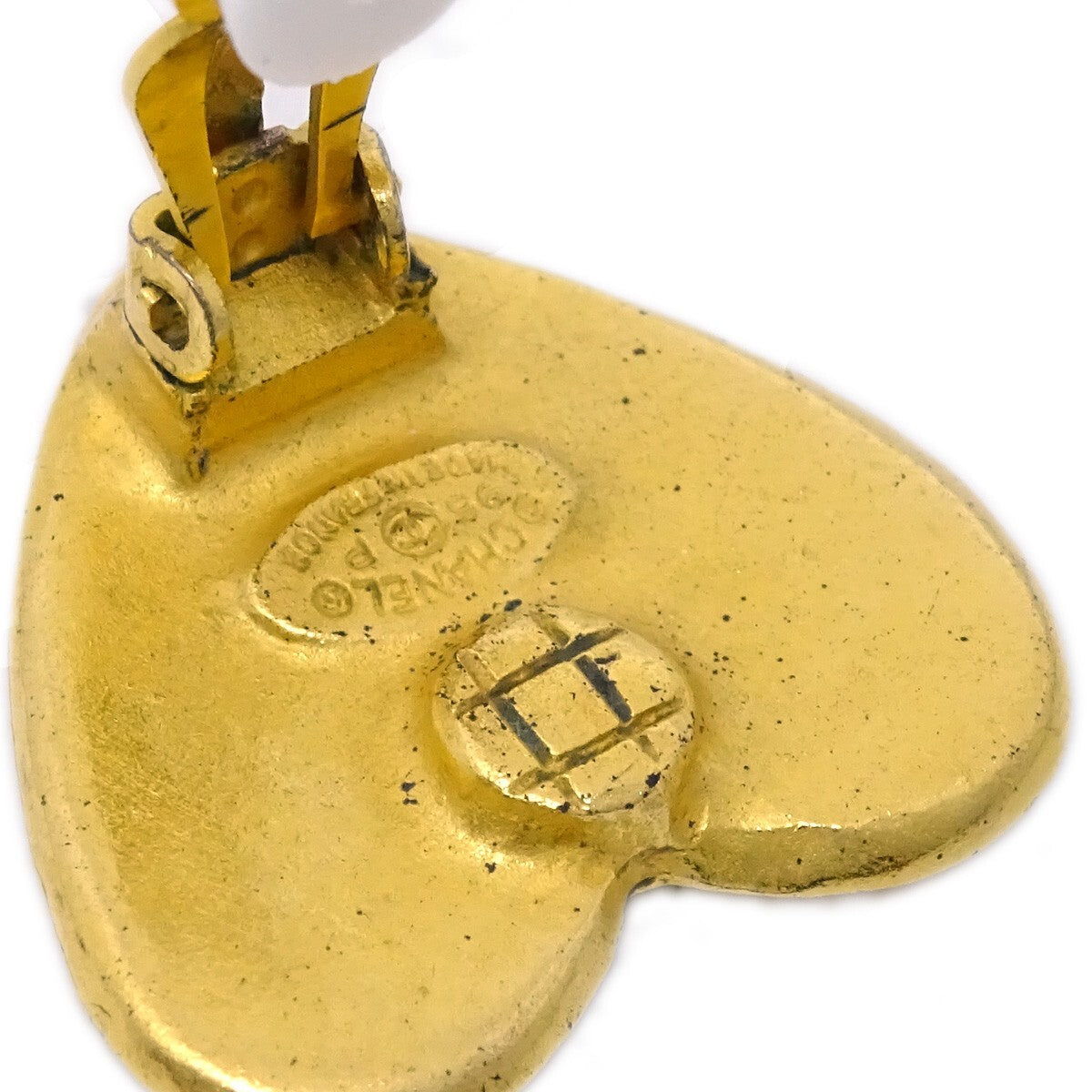 Chanel Vintage Cc Heart Clip-On Earrings Metal Gold Gold_Plated Earrings Jewelry