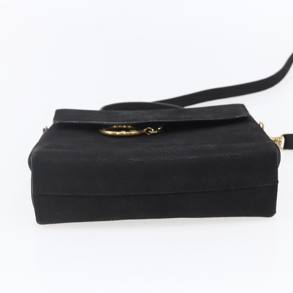 Celine Circle Logo Shoulder Bag Leather Black Leather Shoulder Bag Bag