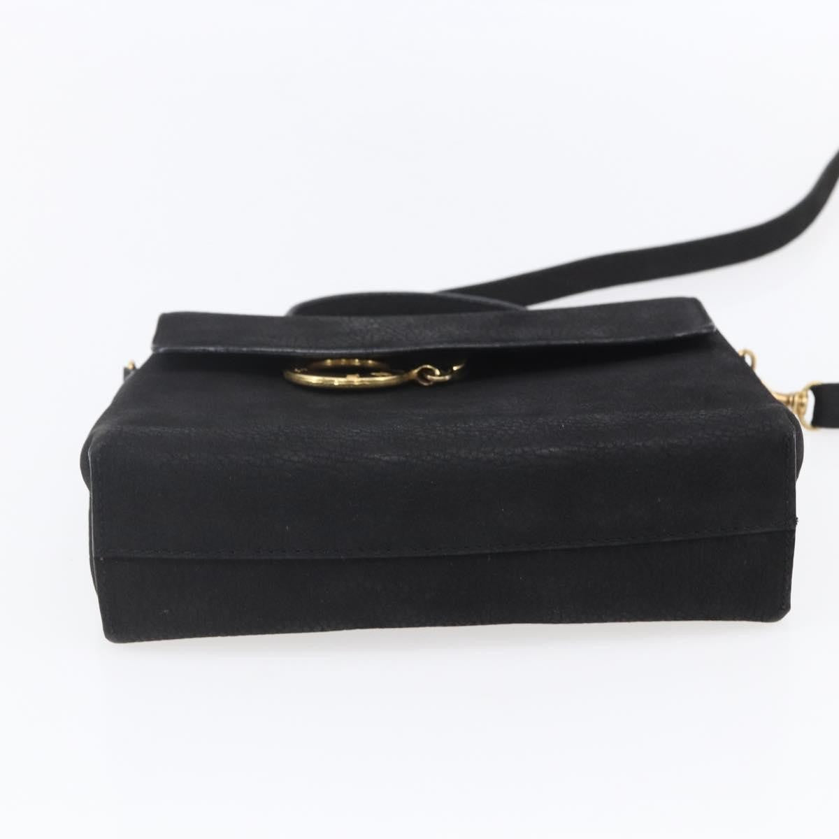 Celine Circle Logo Shoulder Bag Leather Black Leather Shoulder Bag Bag