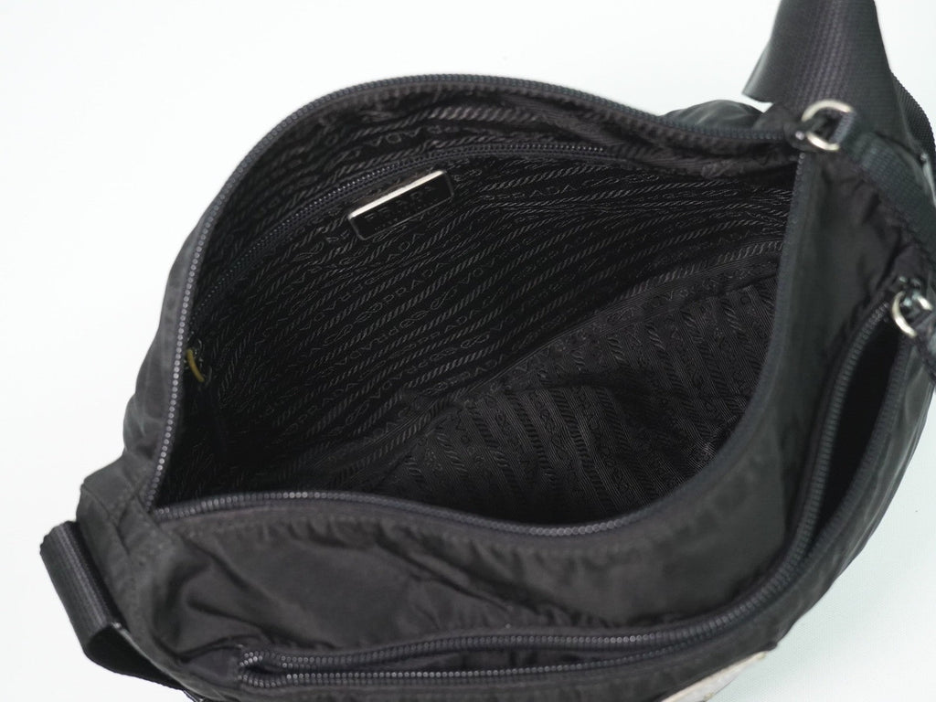 Prada Front Zip Messenger Bag Tessuto Black Nylon Shoulder Bag Bag