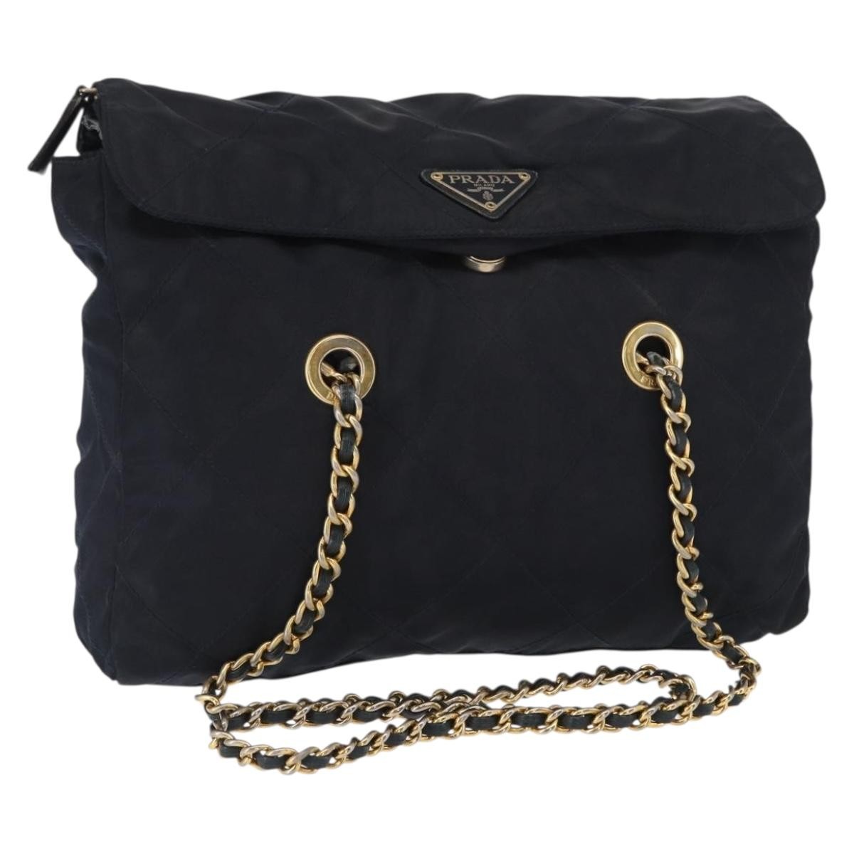 Prada Chain Shoulder Bag Tessuto Navy Nylon Shoulder Bag Bag