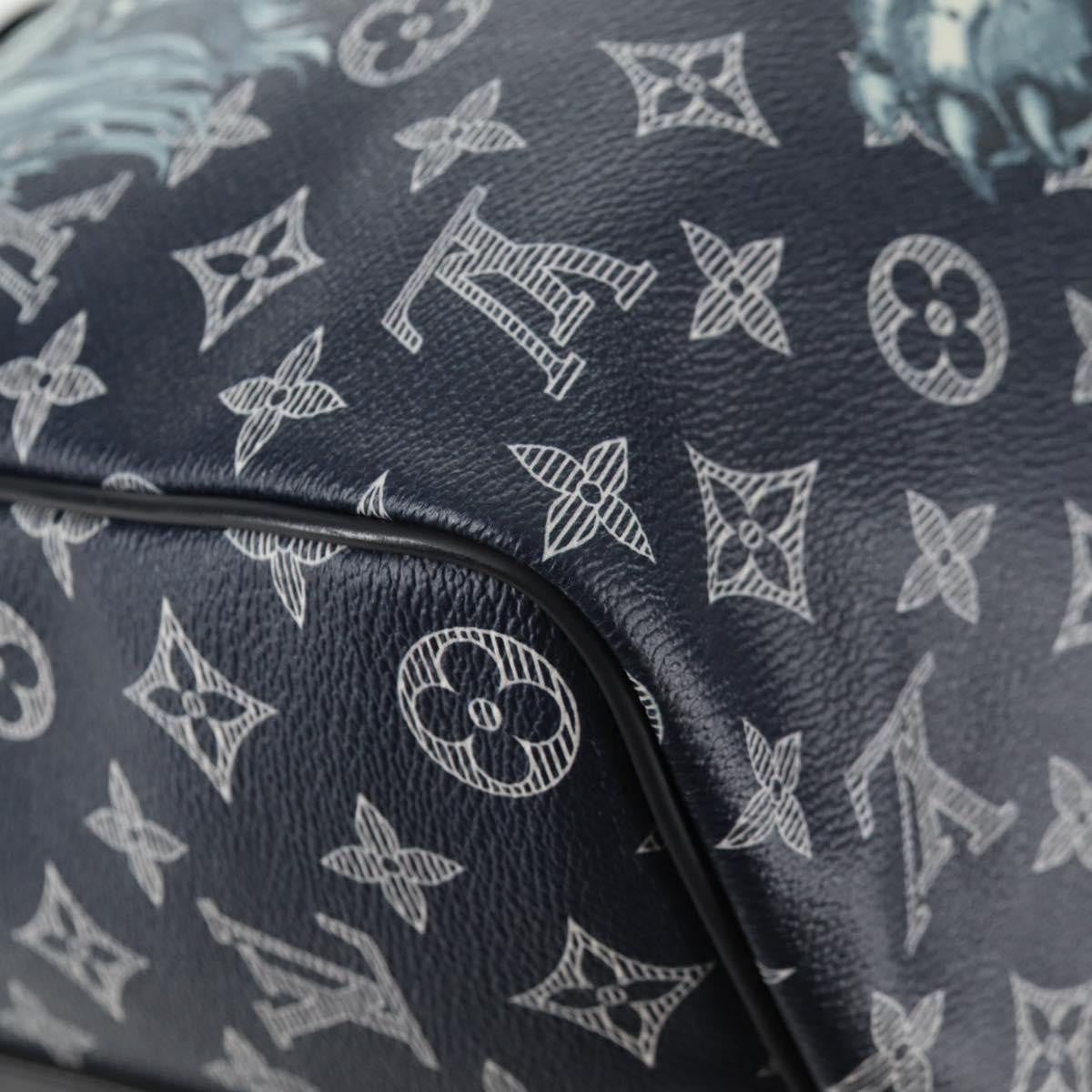 Louis Vuitton Keepall Bandouliere Bag Limited Edition Chapman Savane Monogram Canvas Navy Canvas Travel Bag