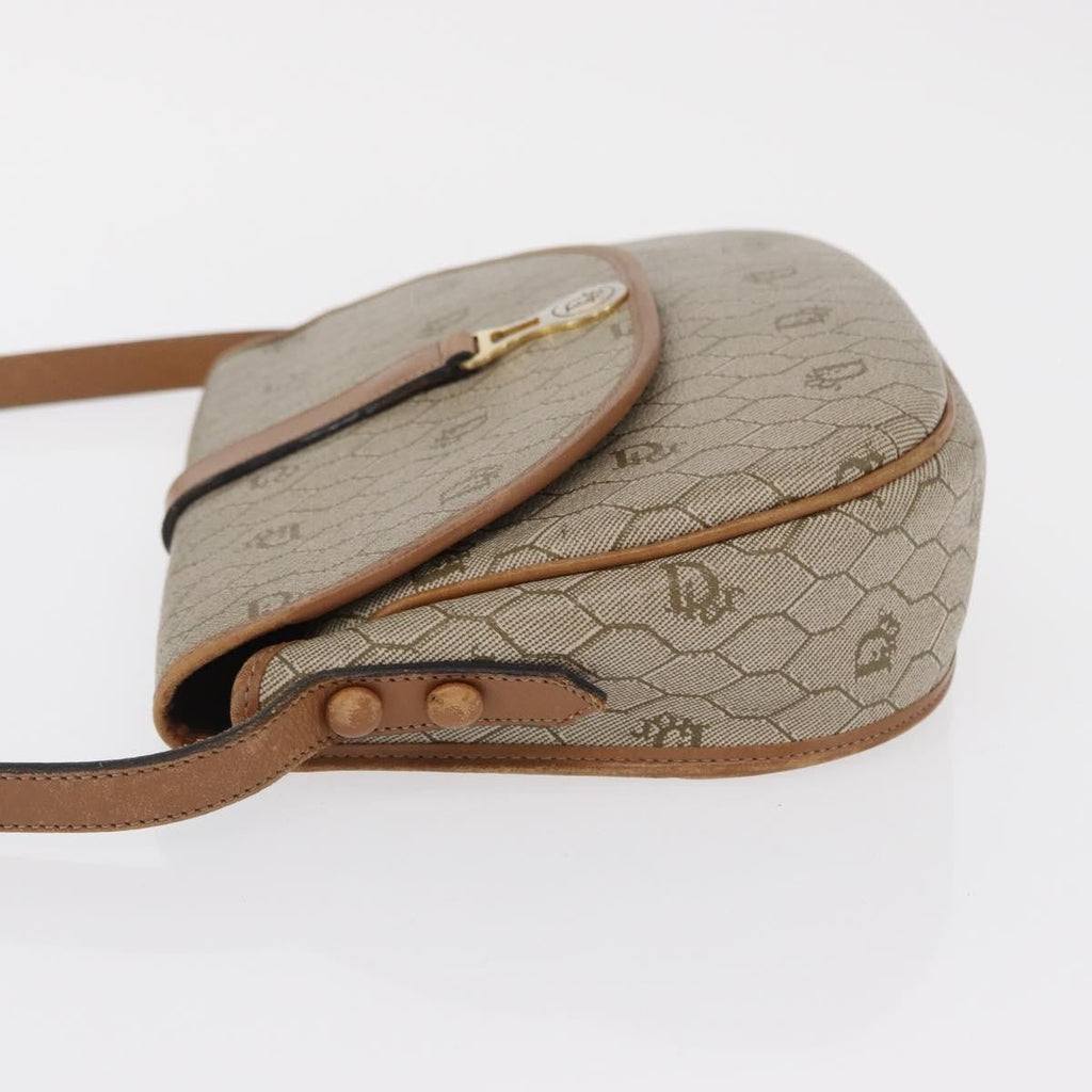 Christian Dior Vintage Honeycomb Shoulder Bag Canvas And Leather Beige Canvas Shoulder Bag Bag (Pre-Owned)