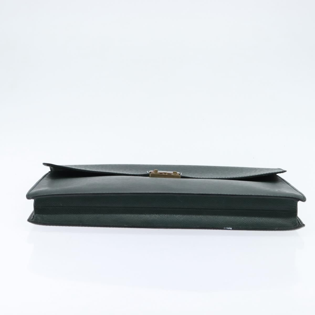 Louis Vuitton Serviette Kourad Briefcase Taiga Leather Green Leather Briefcase Bag