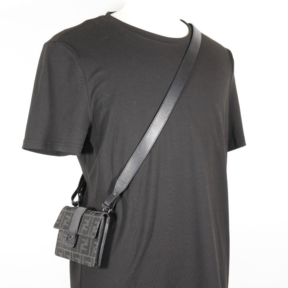 Fendi Baguette Convertible Belt Bag Zucca Canvas Black Canvas Shoulder Bag Bag
