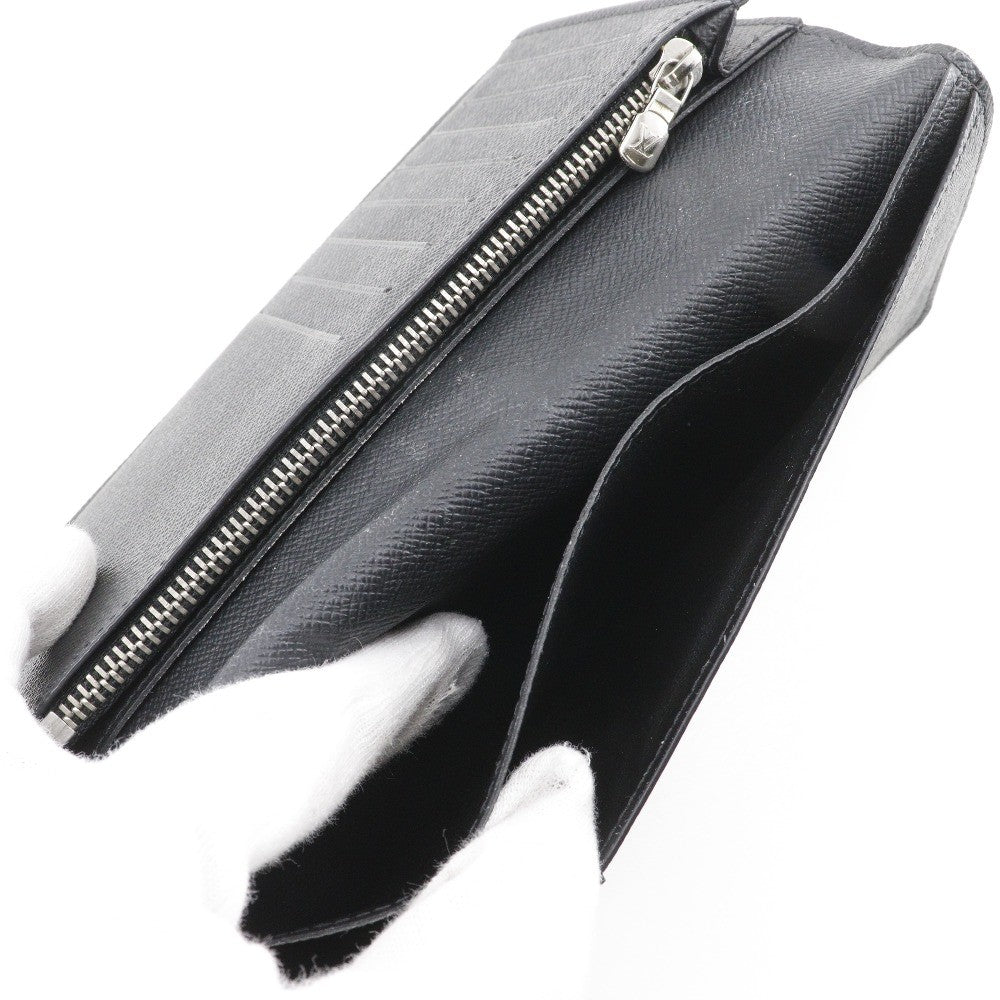 Louis Vuitton Brazza Long Bifold Wallet Taiga Leather Black Leather Wallets Accessory