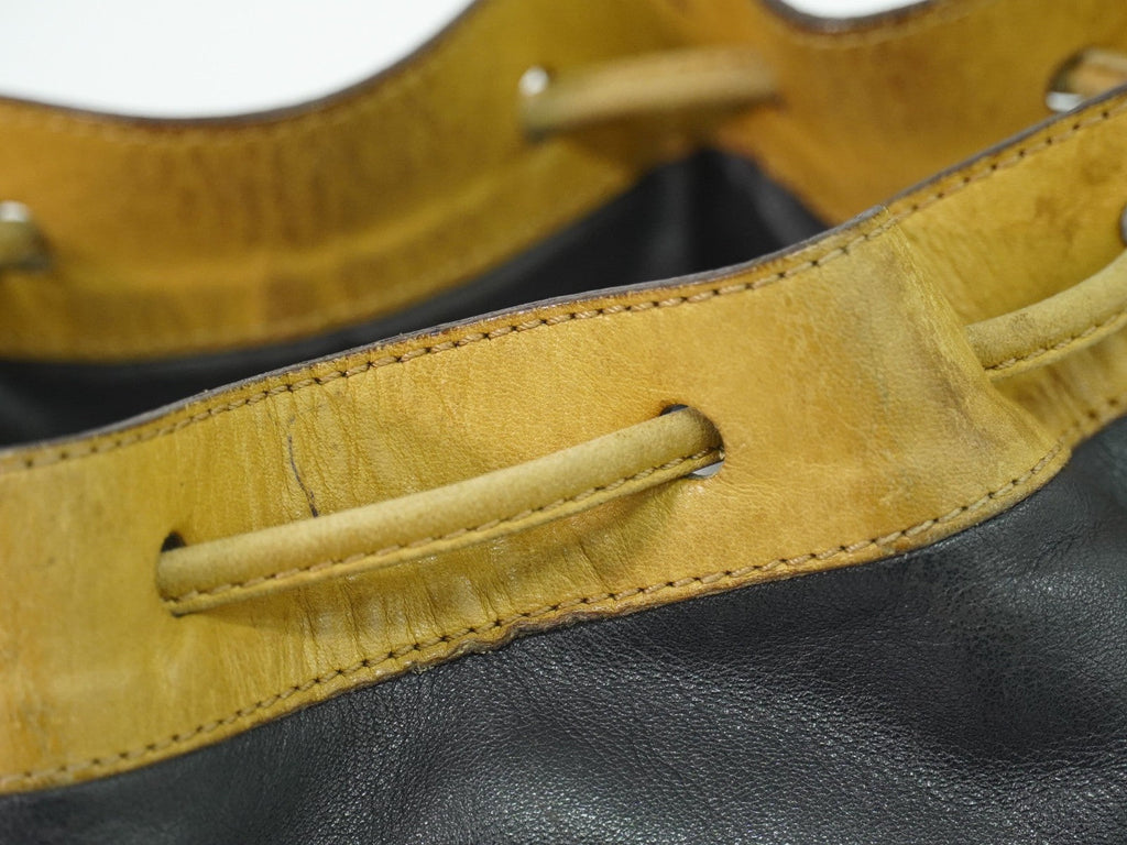 Celine Bucket Sangle Black And Brown Leather Black Leather Shoulder Bag Bag