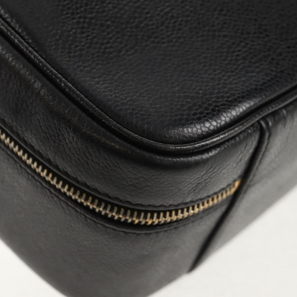 Chanel Vintage Timeless Zip Around Vanity Case Caviar Black Leather Clutche & Pouche Bag