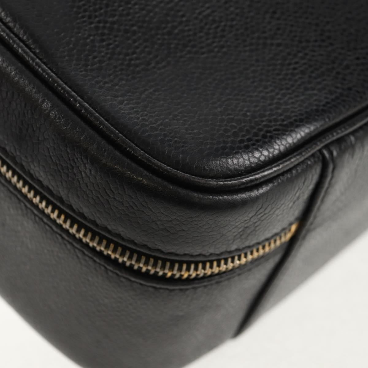 Chanel Vintage Timeless Zip Around Vanity Case Caviar Black Leather Clutche & Pouche Bag