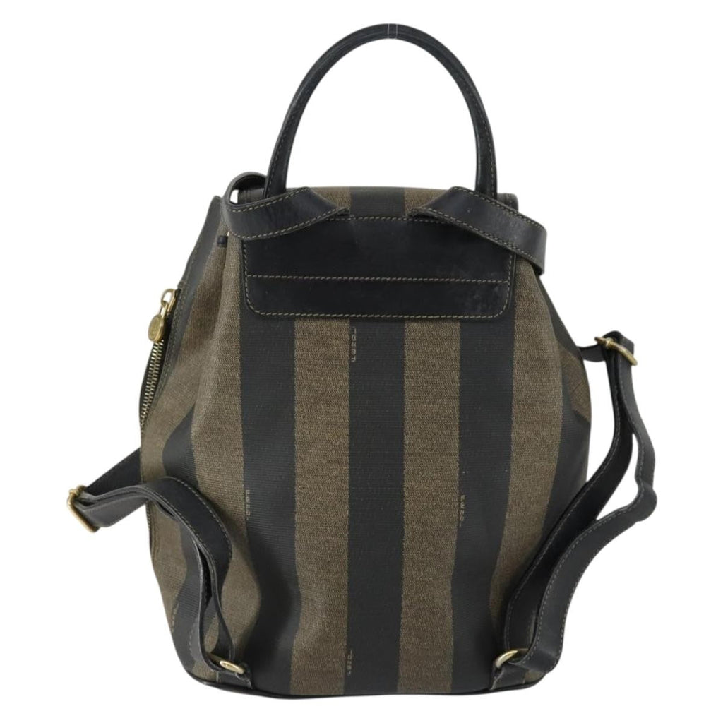 Fendi Pequin Front Pocket Backpack Coated Canvas Brown Pvc Backpack Bag