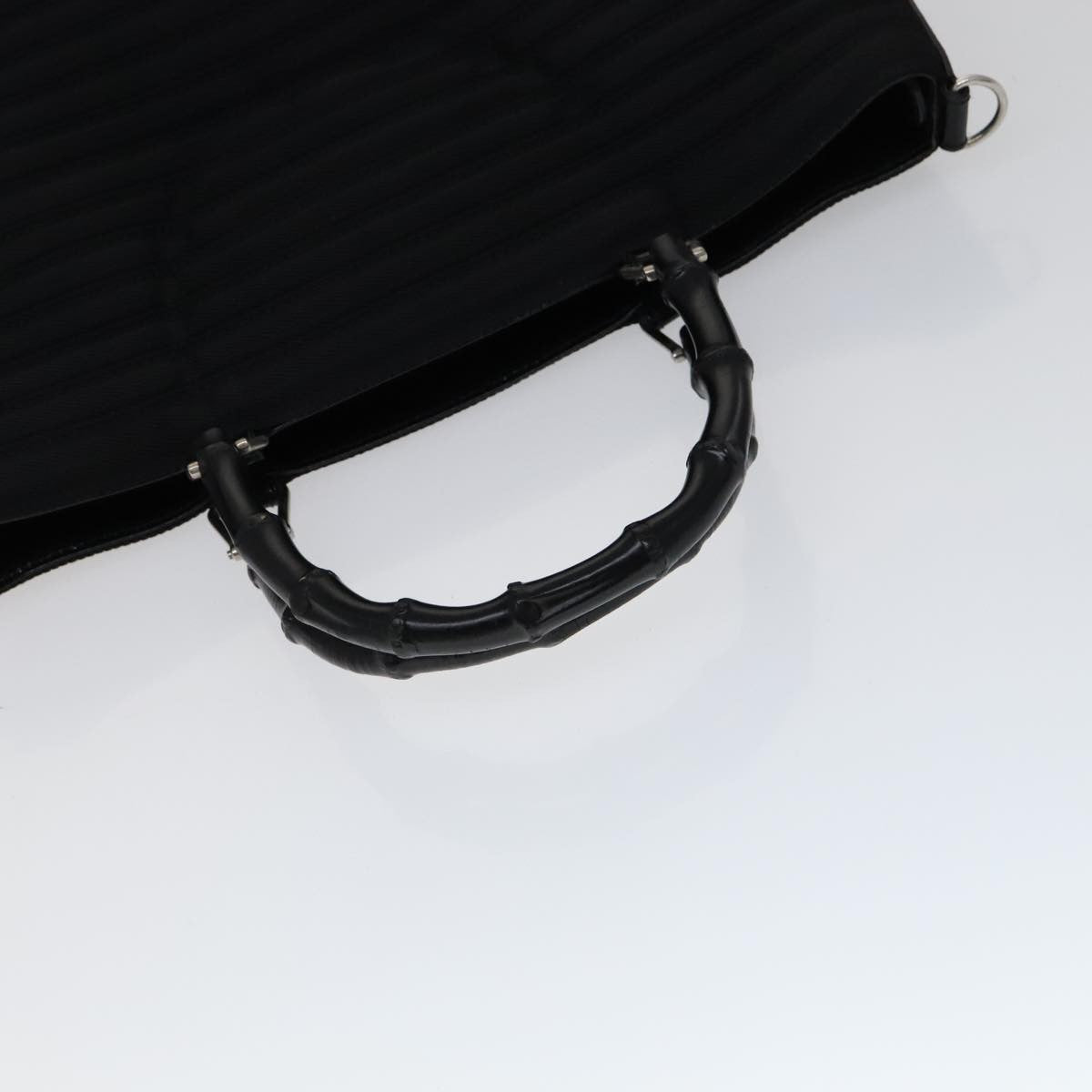 Gucci Vintage Bamboo Handle Bag Nylon Black Nylon Handbag (Pre-Owned)