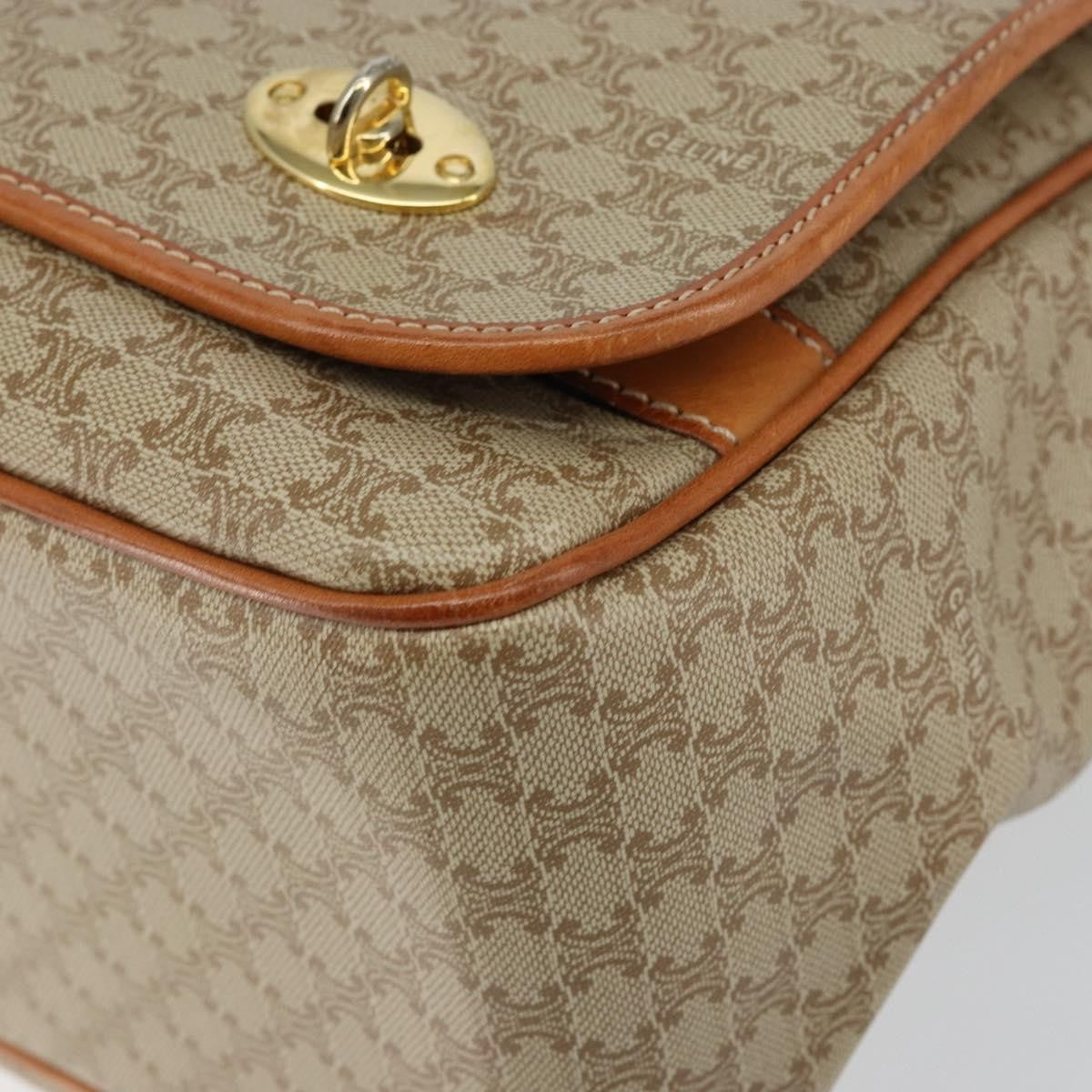 Celine Macadam Shoulder Bag Pvc Leather Beige Canvas Bag