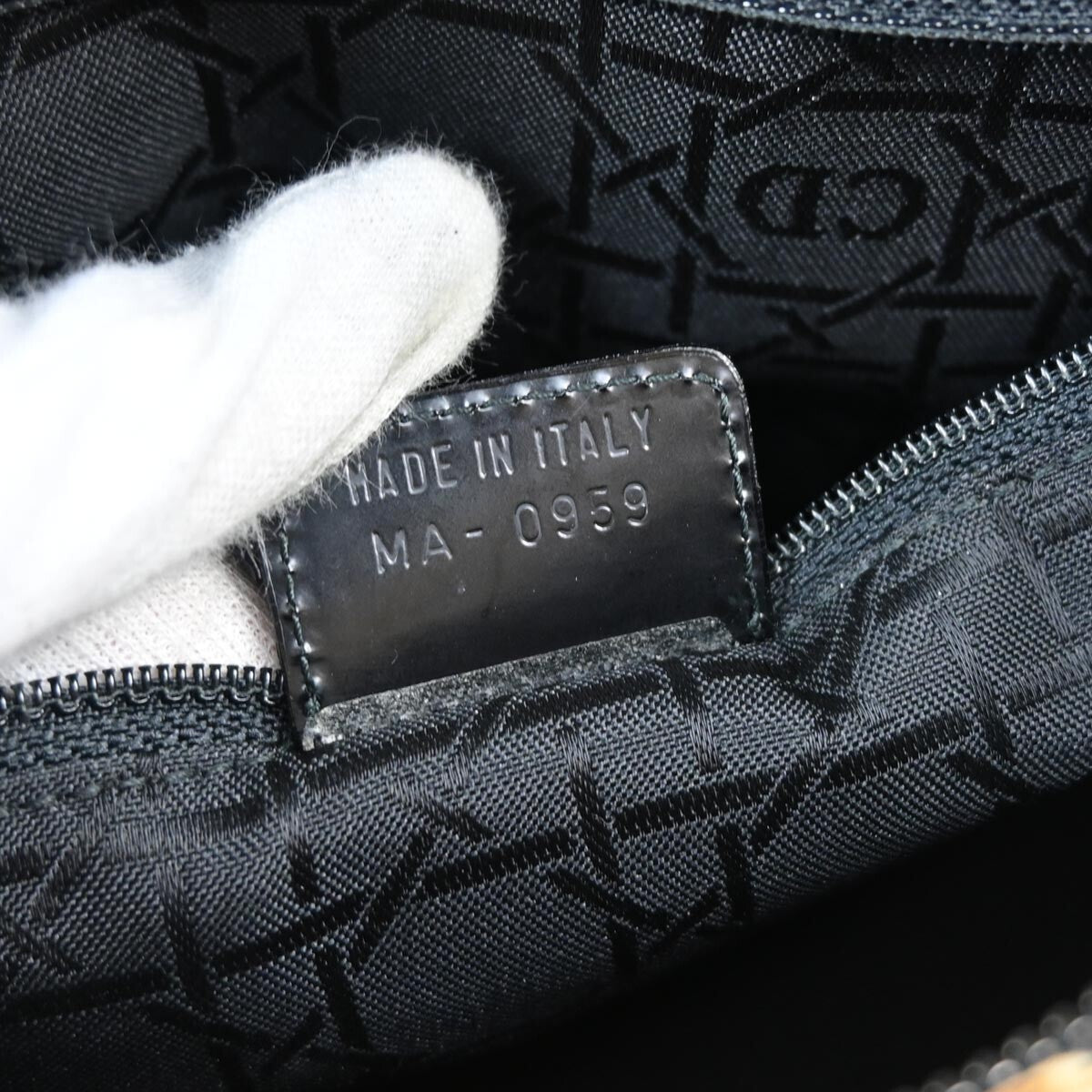 Christian Dior Vintage Lady Dior Bag Printed Canvas Yellow Canvas Handbag (Pre-Owned)