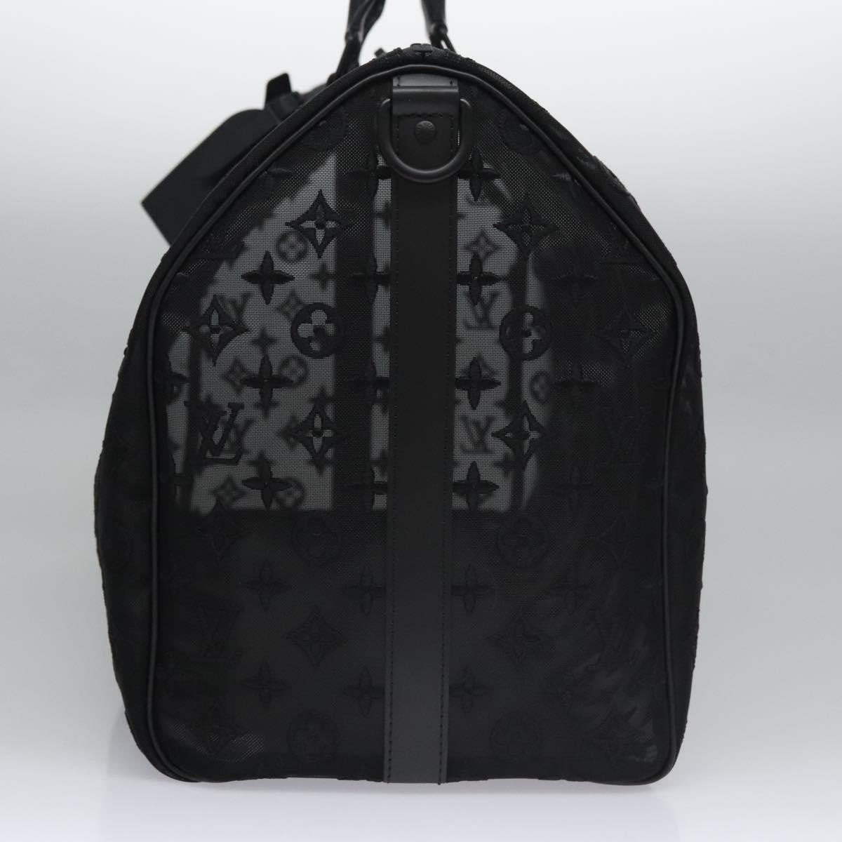 Louis Vuitton Keepall Bandouliere Bag Monogram See Through Mesh Black Nylon Travel Bag
