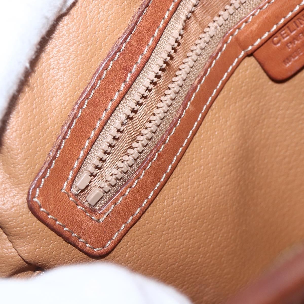 Celine Vintage Macadam Shoulder Bag Canvas And Leather Brown Canvas Shoulder Bag Bag