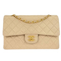 Chanel Vintage Classic Double Flap Bag Quilted Lambskin Beige Leather Shoulder Bag Bag