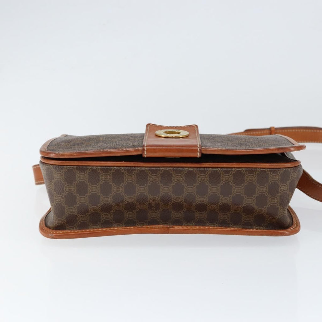 Celine Vintage Macadam Shoulder Bag Canvas And Leather Brown Canvas Shoulder Bag Bag