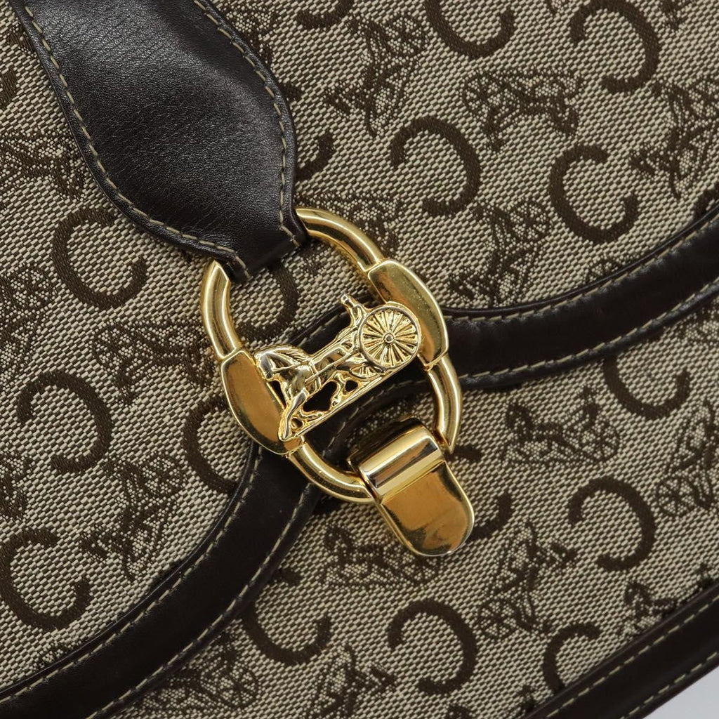 Celine C Sulky Shoulder Bag Canvas And Leather Brown Canvas Shoulder Bag Bag